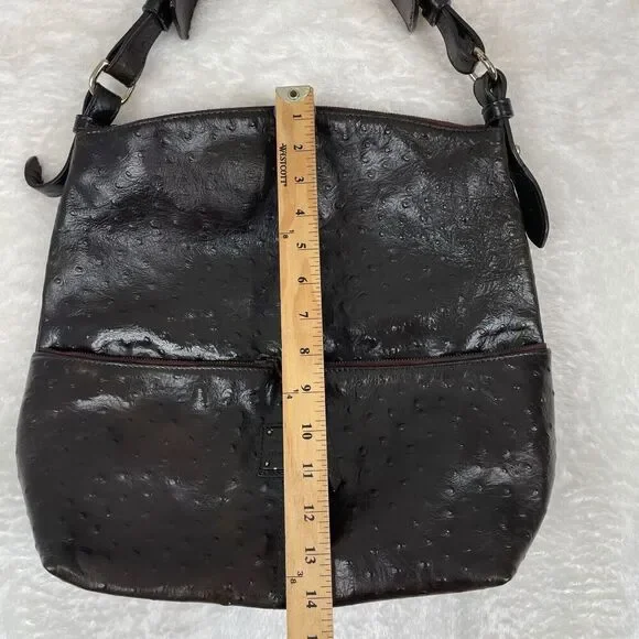 Vtg Dooney and Bourke Purse Shoulder Bag Brown Ostrich Leather - Picture 8 of 15